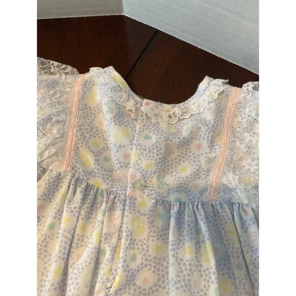 Vintage Pink Blue Yellow Lacey Girls Dress Size 24 Months - Picture 8 of 10